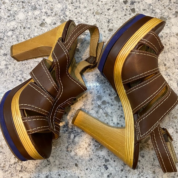 Splendid Y2K chunky open toe sling back platform wedge sandal - Picture 5 of 8